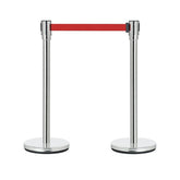 Robustt Stainless Steel Silver Queue Manager, Assorted Color Belt, 900 mm Pillar, 2 pole with Expandable 3mtr stanchion